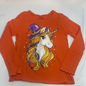 The Children's Place Orange Long Sleeve Unicorn Tee